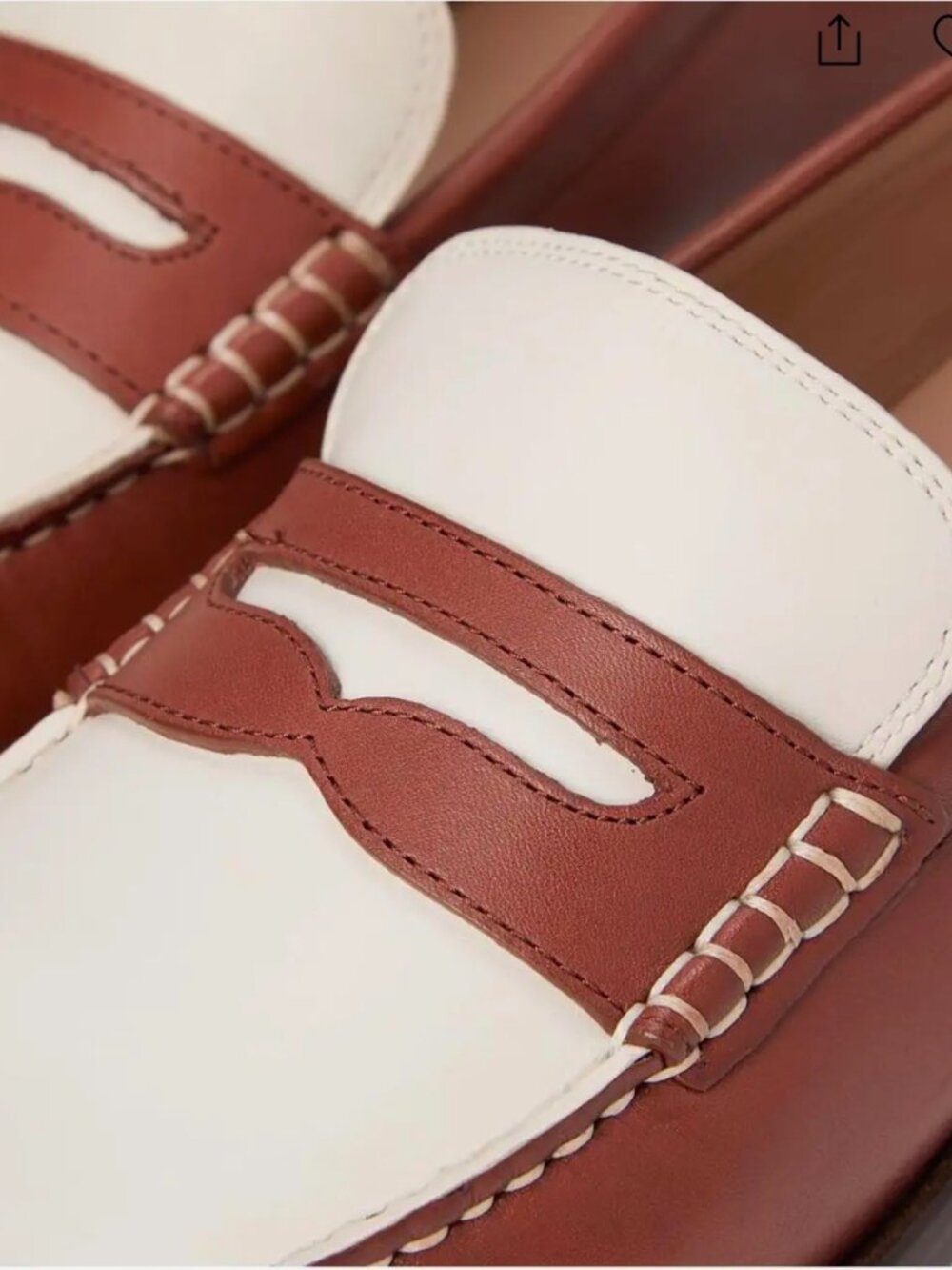 Cole Haan Lana Lux Penny Loafers Dark Cuoio Box Leather/Ivory Leather Size 8 - Picture 3 of 10